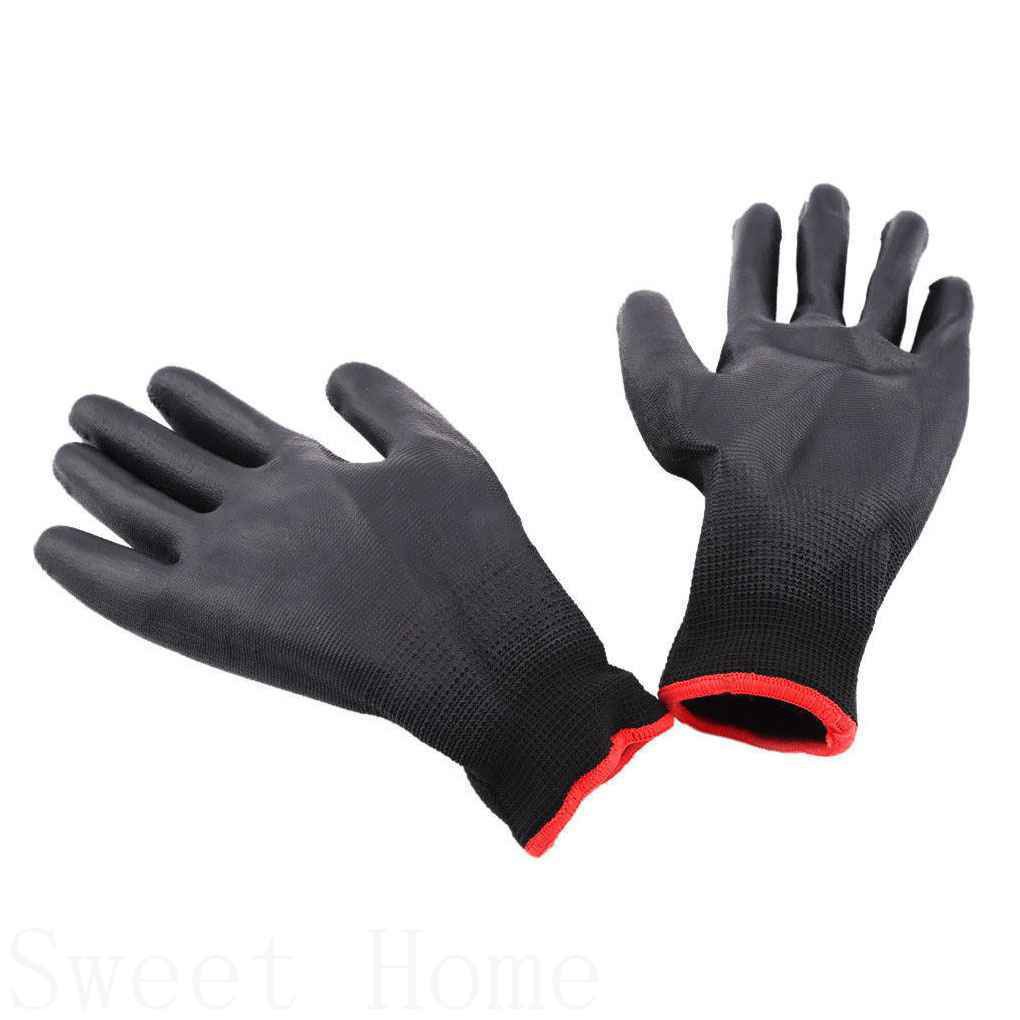 1 Pairs PU Nylon Safety Coating Work Gloves Builders Palm Protect Non ...