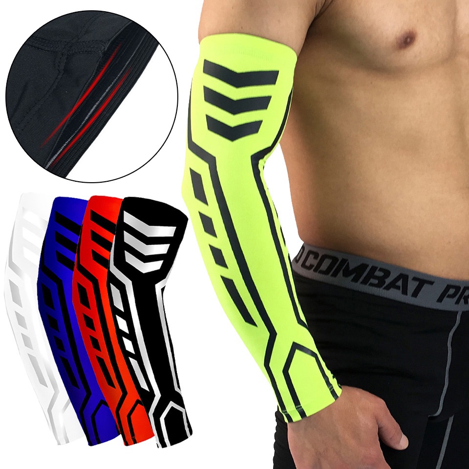 1Pcs Sports Breathable Compression Elastic Arm Guard Men Basketball  Volleyball Arm Sleeves Armband Sports Elbow Pads Arm Support
