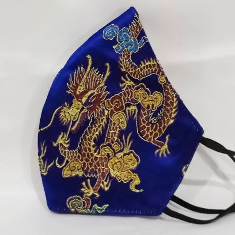 3 Ply Cloth Mask with Oriental Chinese Chinese Dragon Blue / Sangjit ...