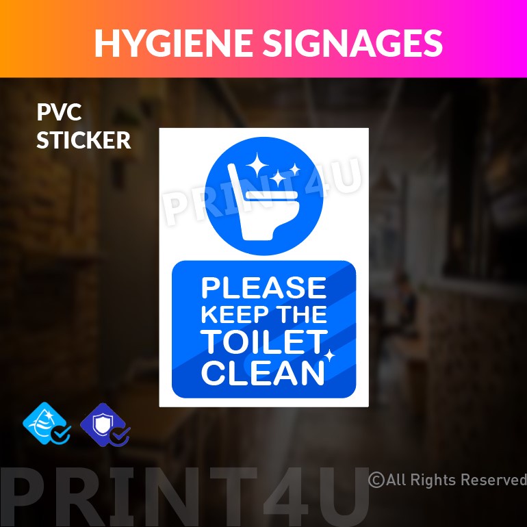 PRINT4U HYGIENE SIGNAGES STICKER WASH HAND KEEP CLEAN SANITISE HAND ...