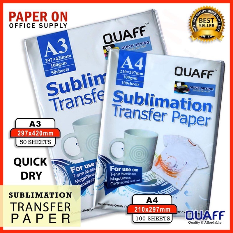 QUAFF Sublimation Transfer Paper A4 size (100sheets) A3 (50sheets