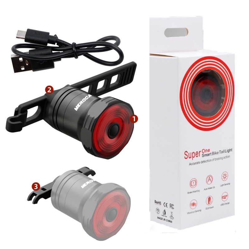 MEROCA Smart Bike Tail Light Mtb Road Bike Led Rear Lamp rechargeable