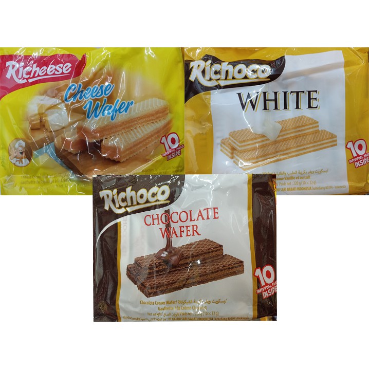 RICHOCO / RICHEESE CHOCOLATE WHITE WAFER 10PCS 10X22G 220G | Shopee ...