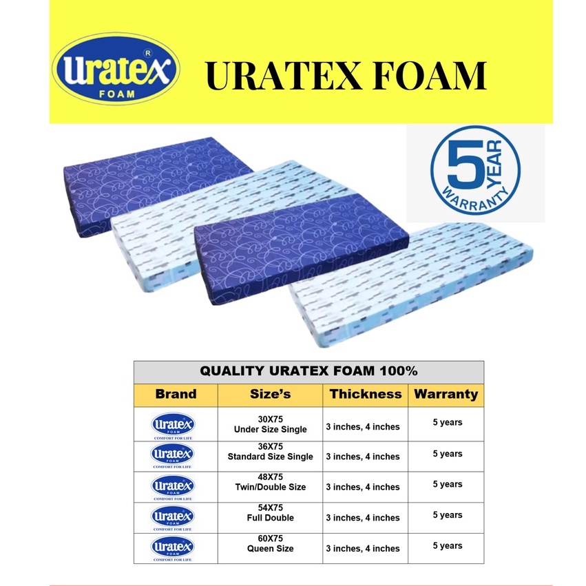 4 INCHES URATEX FOAM w THIN COVER ALL VARIOUS SIZES Shopee Philippines