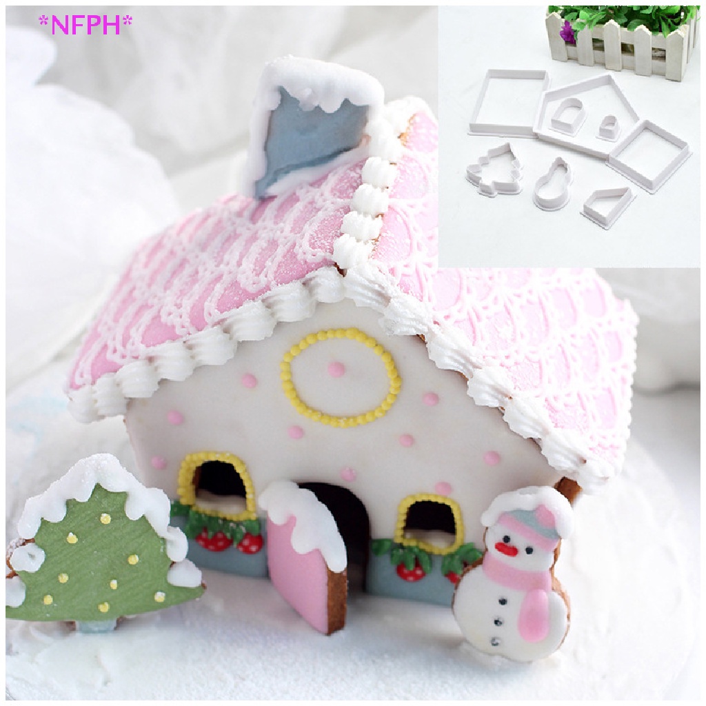 Ckfr 8pcs Diy Plastic Cookie Cutter Set 3d Christmas Gingerbread House