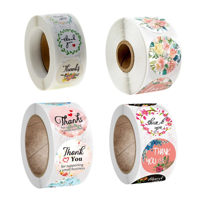500pcs per roll Round label Sticker Package Label Thank You Stickers ...