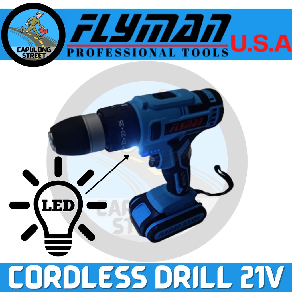 Capulong Street Flyman Cordless Drill Barena 21 Volts With Rechargeable ...
