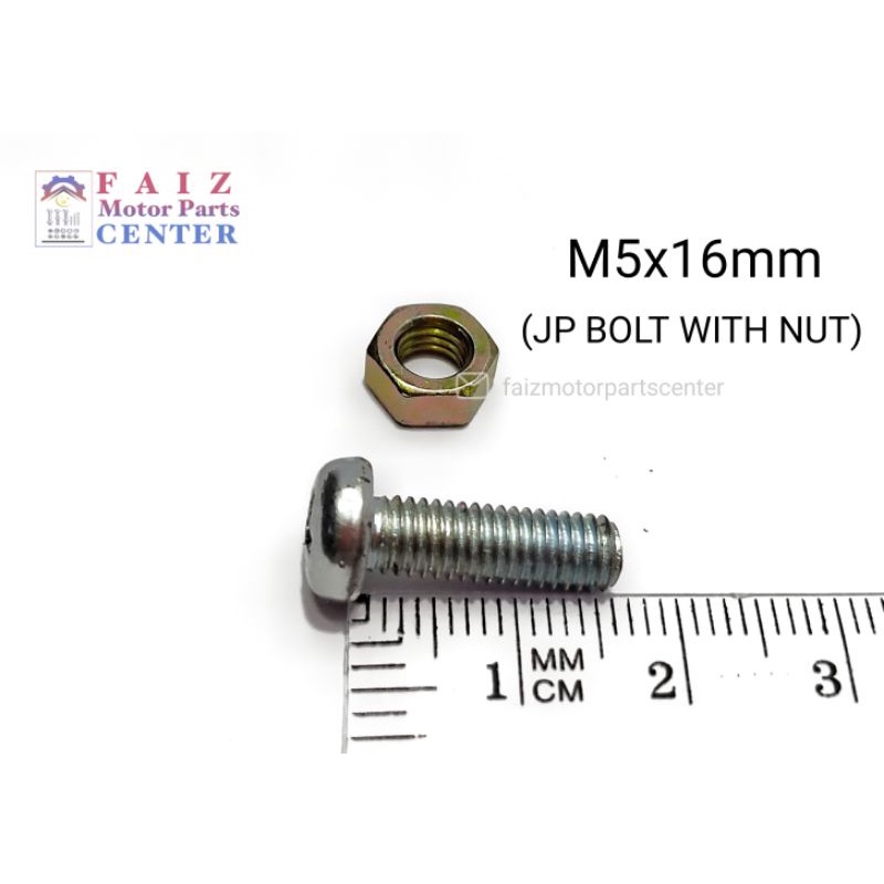 JP PAN HEAD BOLT W/ NUT PHILLIPS SCREW G.I.*5x10/5x12/5x15/5x16/5x20 ...