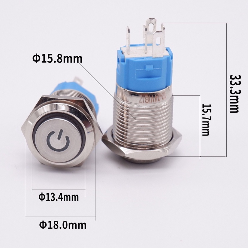 16mm Switch Button Turn On Off Power LED Lights PC AUTO Start Stop ...