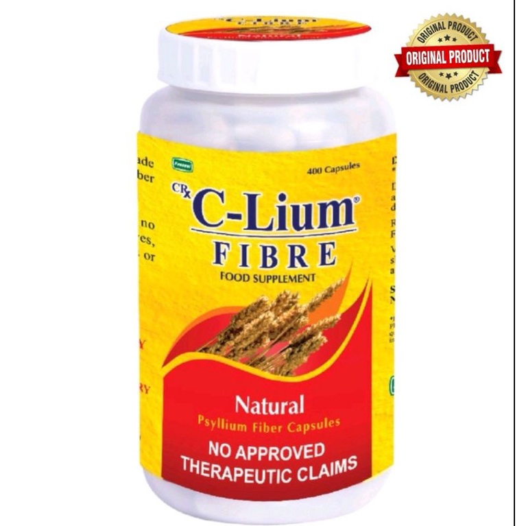 100 Authentic CLium Fibre Natural Psyllium Fiber 400 Capsules