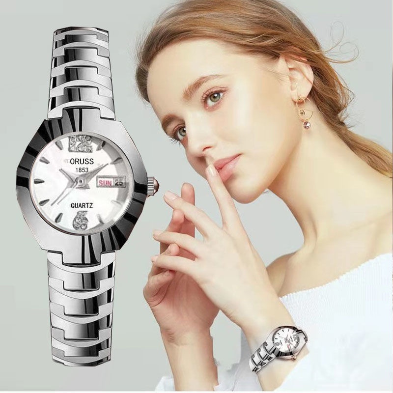 Original Oruss Automatic Dual Calendar Women Watch Waterproof Steel ...