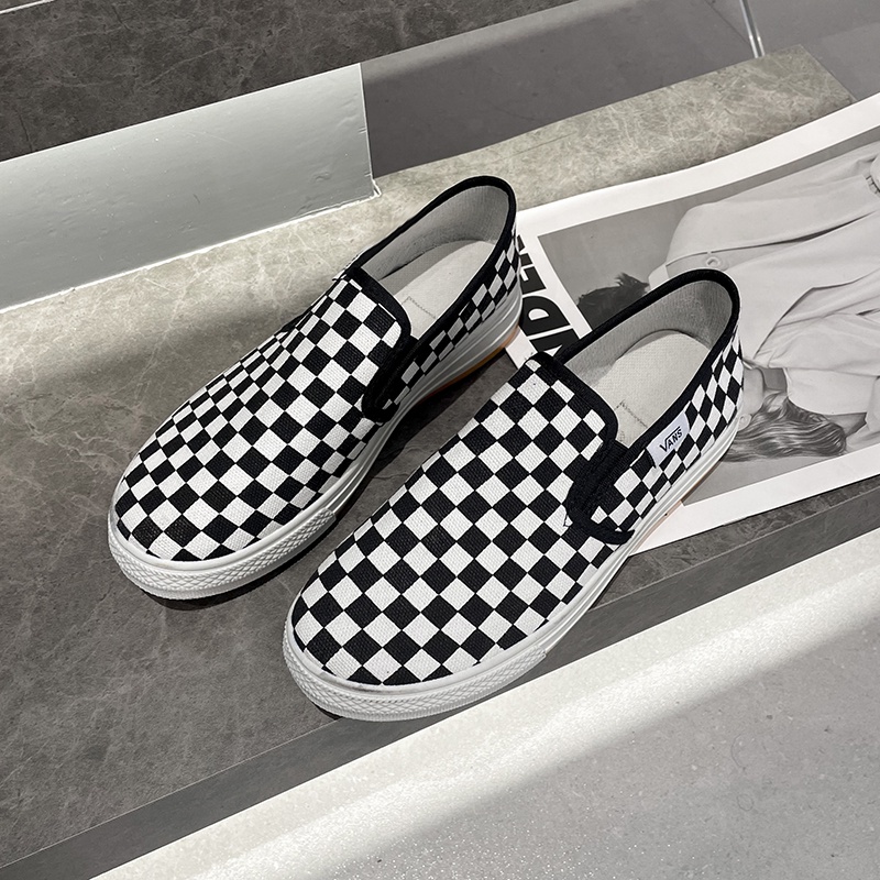 Gingham canvas best sale slip on sneakers