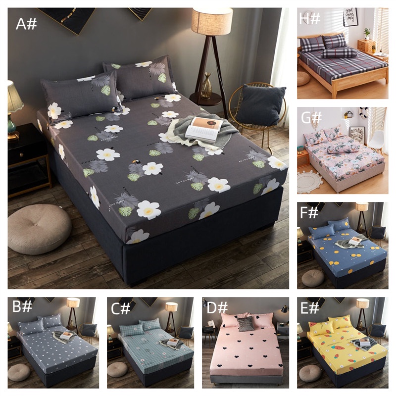 3 in 1 bed set sheet Cotton Full Garterized Soft Fitted Bedsheet Single