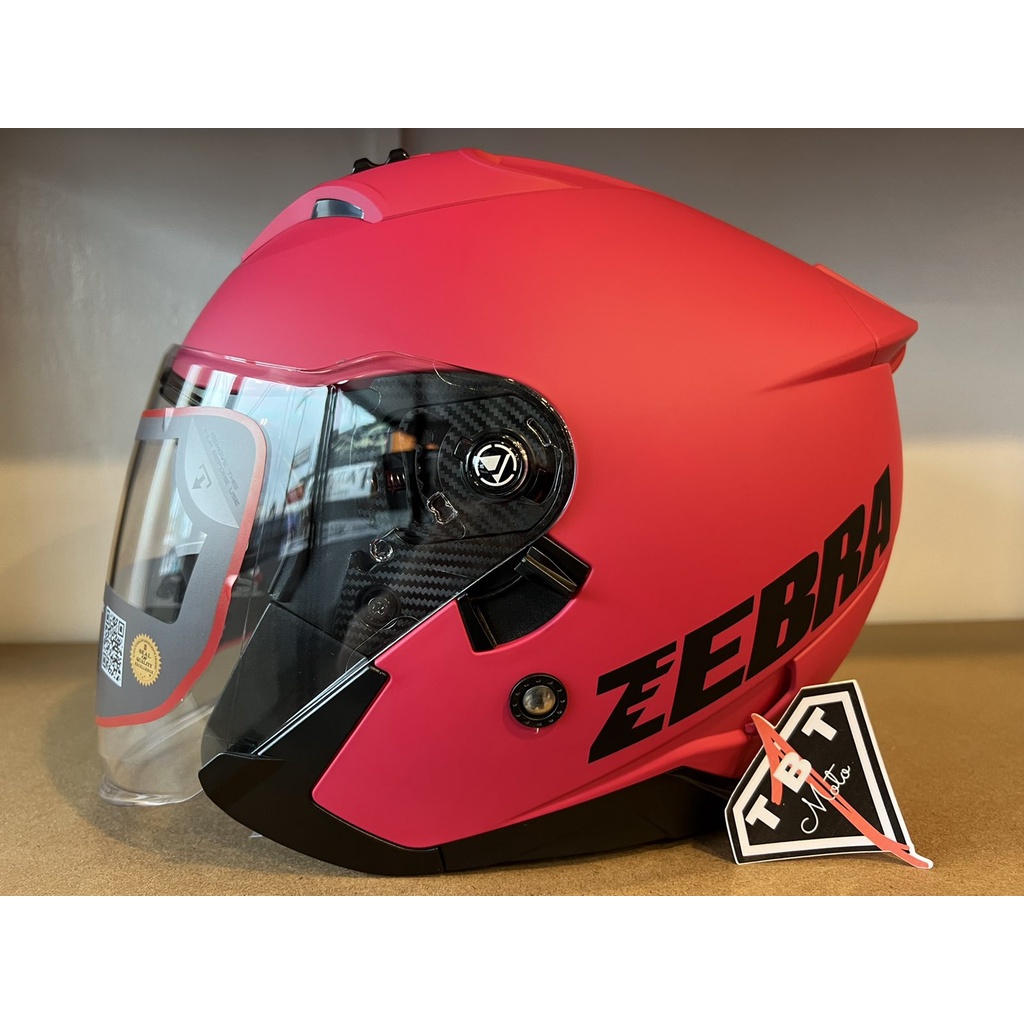 ZEBRA YM902 Matte Rose Red Dual Visor Half Face Helmet / PS, DOT, ECE