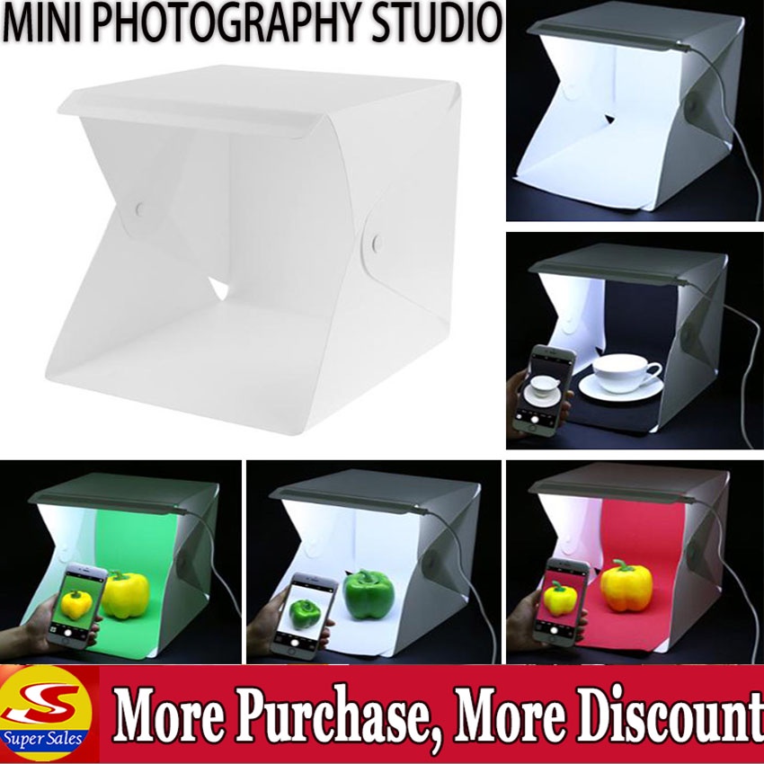 【SuperSales】Mini Photo Studio Box Photography Backdrop Built-in Light ...