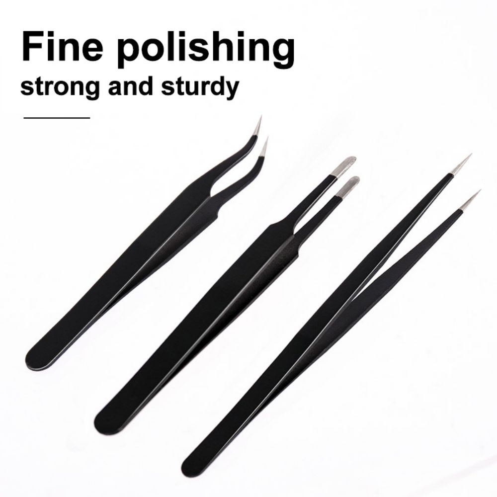 Deli 3pcs Set Anti-static Precision Tweezer Set Industrial Repair 