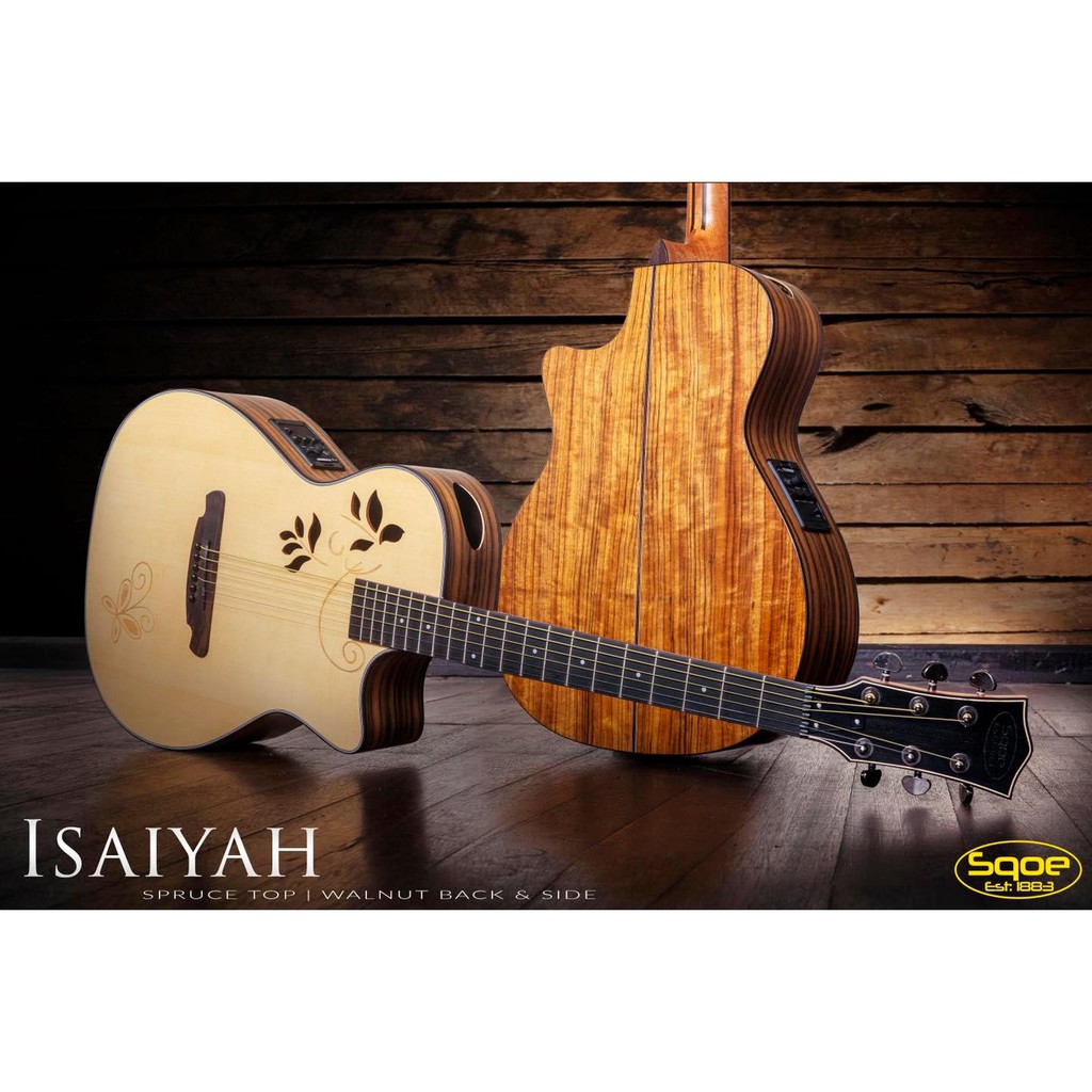 Sqoe Isaiyah Acoustic Guitar 40 Inches with Builtin Fishman Pickup