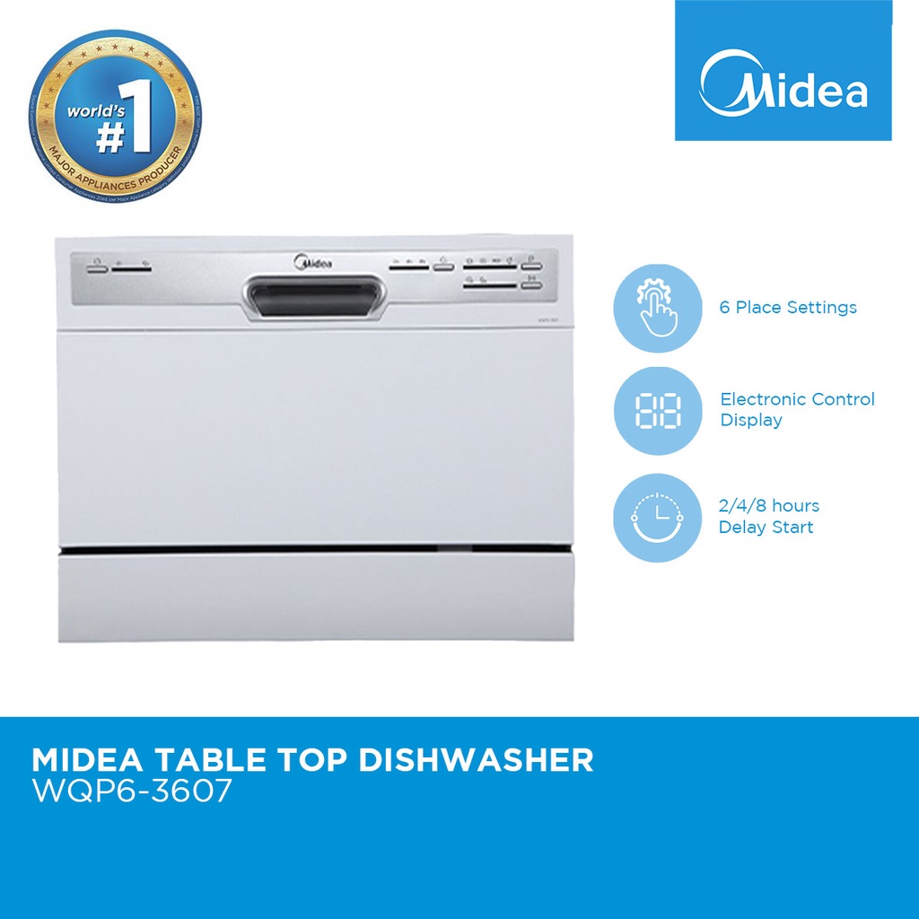 Midea Table Top Dishwasher WQP63607 6 Program, 6 Place Settings