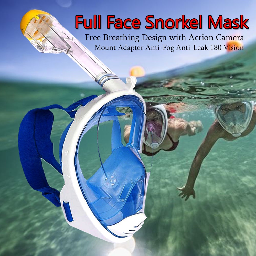 Full Face Snorkel Mask, Free Breathing Design with Action Camera Mount ...