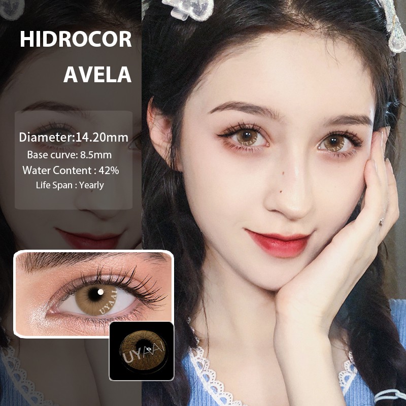 Uyaai Hidrocor Colored Contact Circle Lens Natural Color Colorful Cosmetic Yearly 0 Degree 2 Pcs