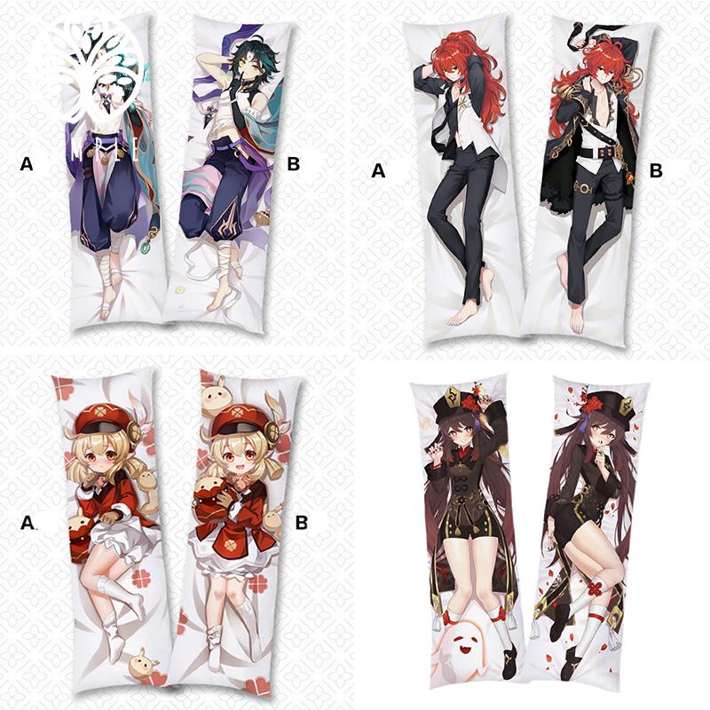 Shopeeno 1♂anime Genshin Impact Pillow Case Keqing Zhongli Dakimakura