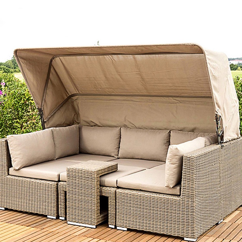 Leisure Rattan Sofa Lying Bed with Canopy Courtyard Villa Outdoor ...