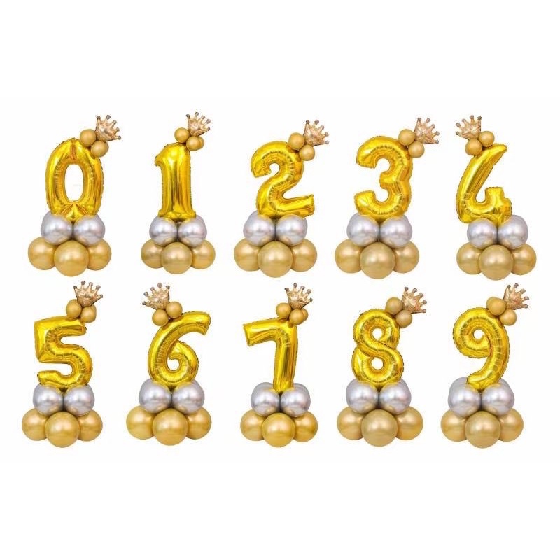 14pcs 2ft gold number balloon set birthday partyneeds decorations