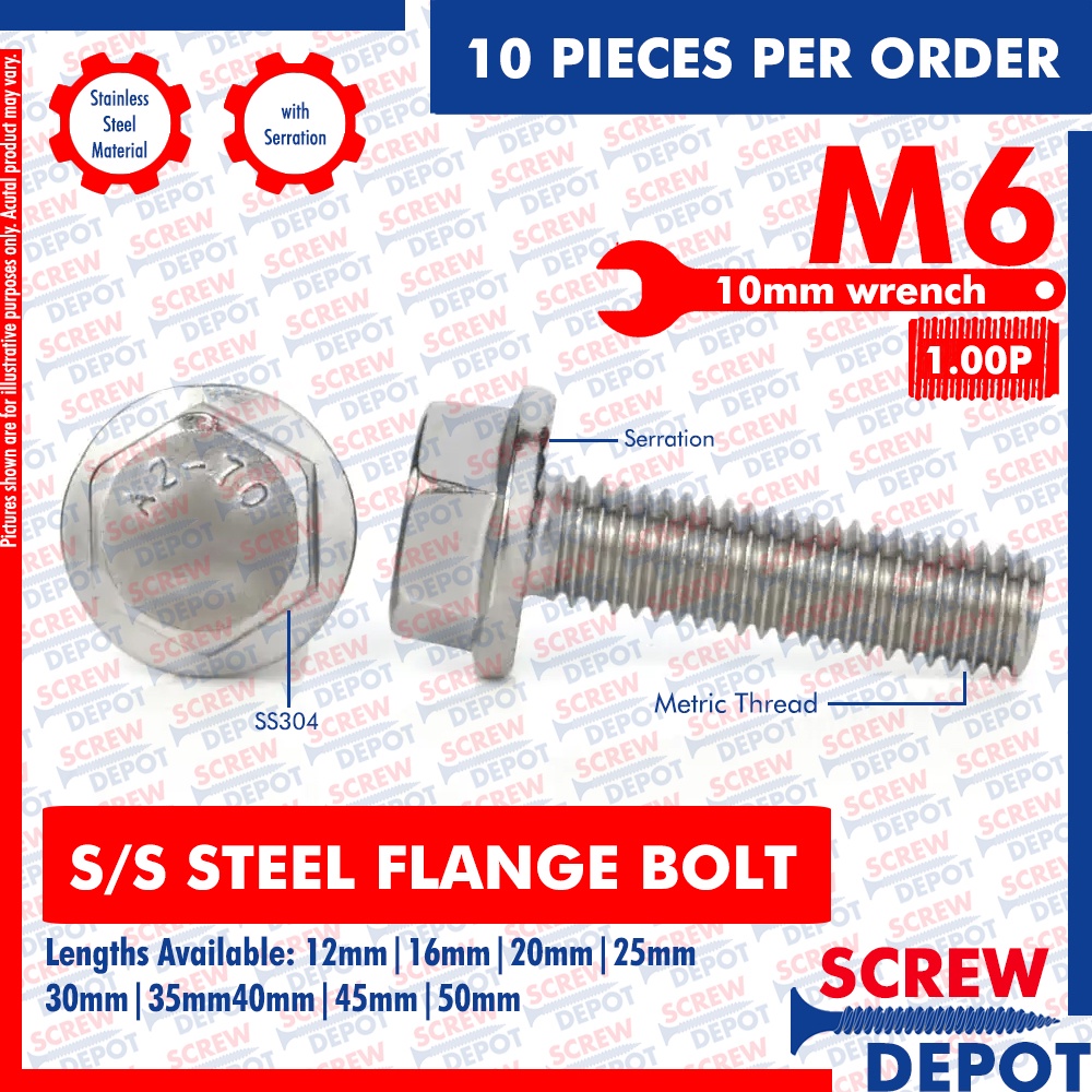 M6 X 1.0 X 60mm Stainless Steel Hex Head Metric 10pcs - Foto 6