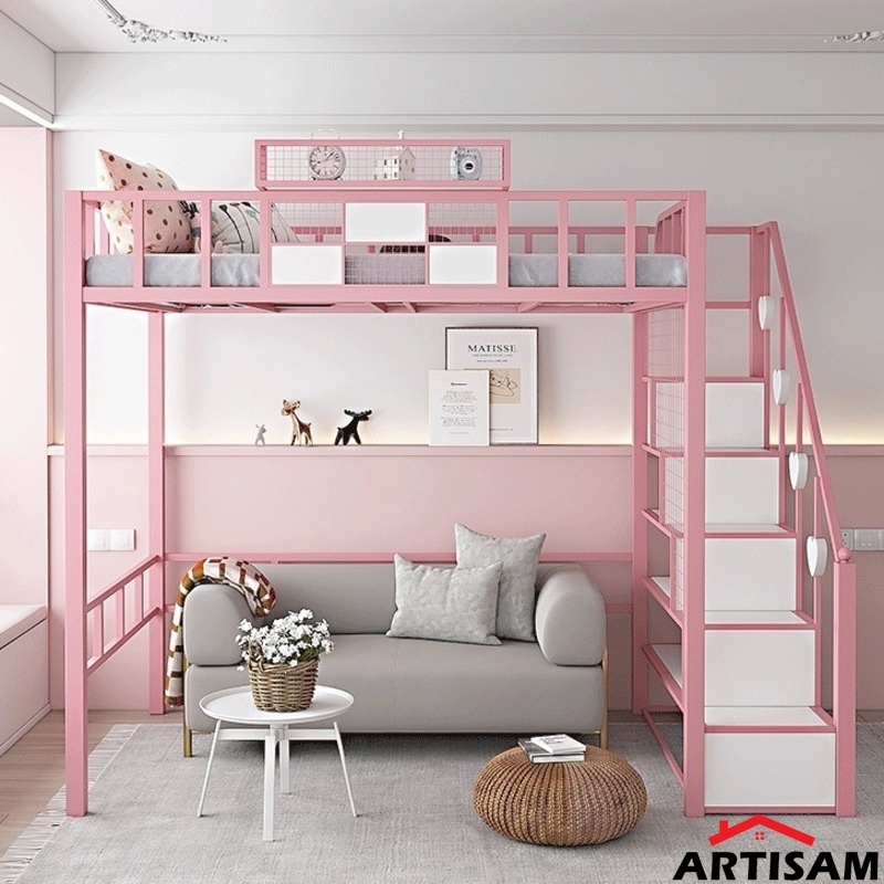 ARTISAN Loft Bed Home Bedroom Space Saving Iron Bed Apartment Iron Frame Bed Shopee Philippines