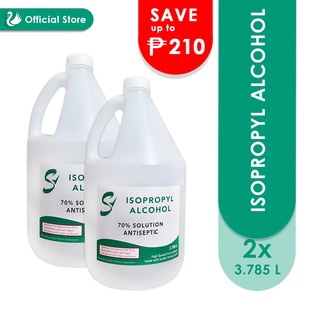 Horaios S 70 Isopropyl Alcohol Antiseptic Disinfectant 1 Gallon X 2 Fda Approved Shopee 8145