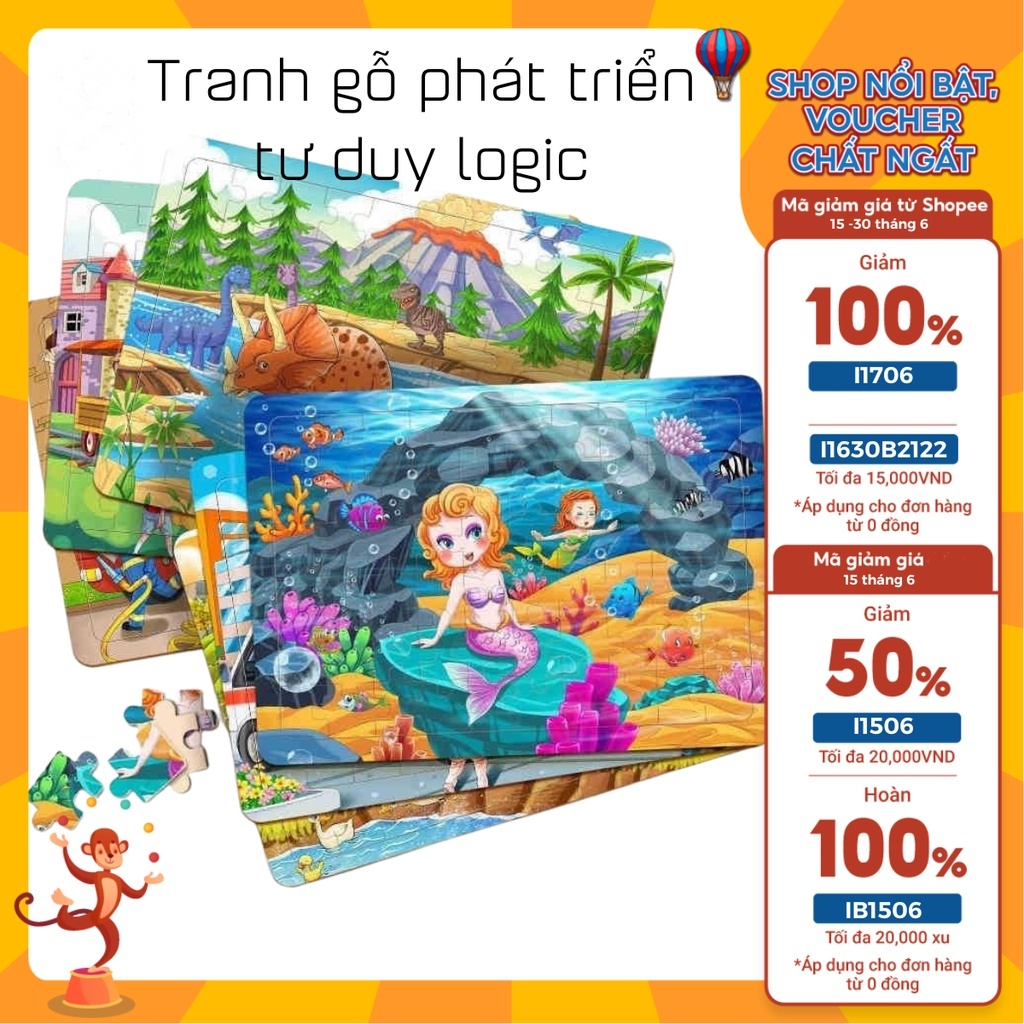 60-piece cartoon wooden puzzle intellectual toy for children to develop ...