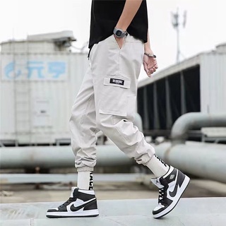 Mens Fashion Black Cargo Trousers Casual Hip Hop Harem Pencil