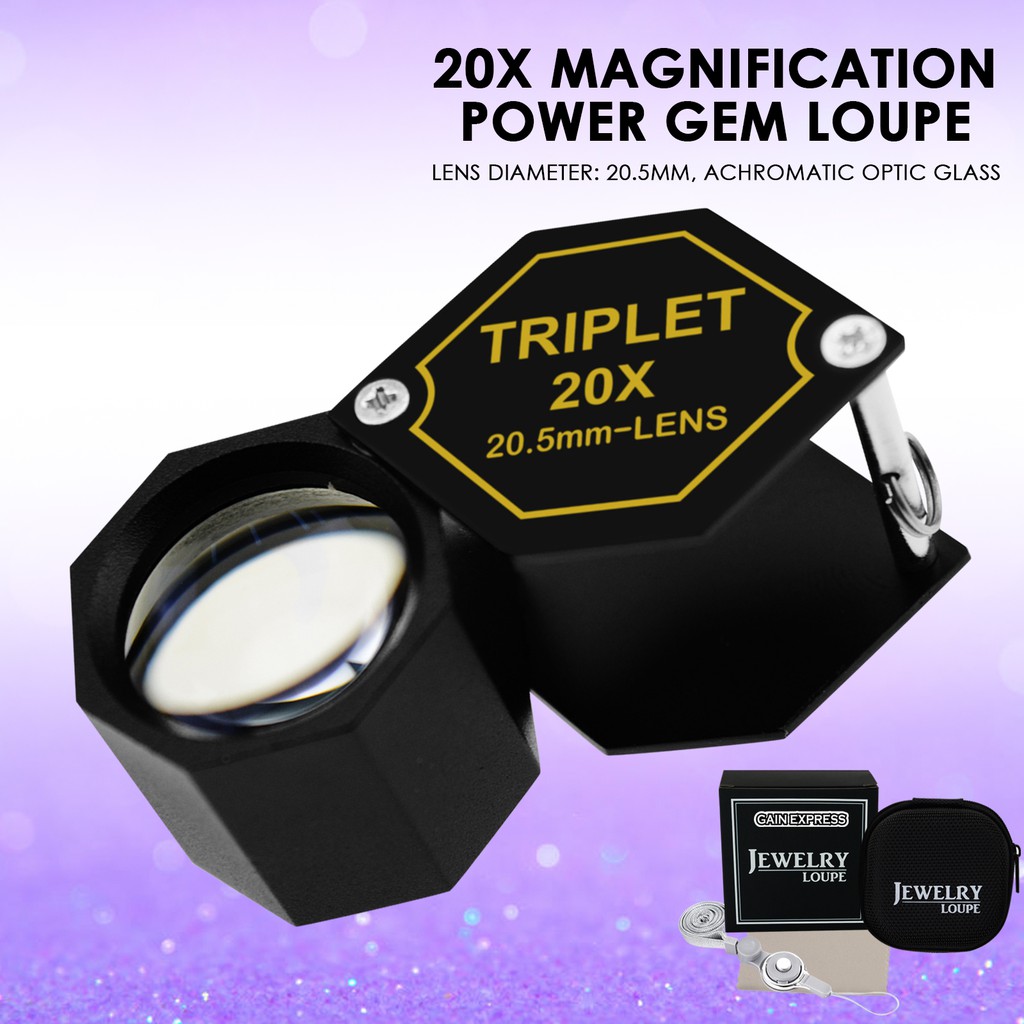 20x Magnification 20.5mm Jeweler Gem Loupe Triplet Lens Magnifier
