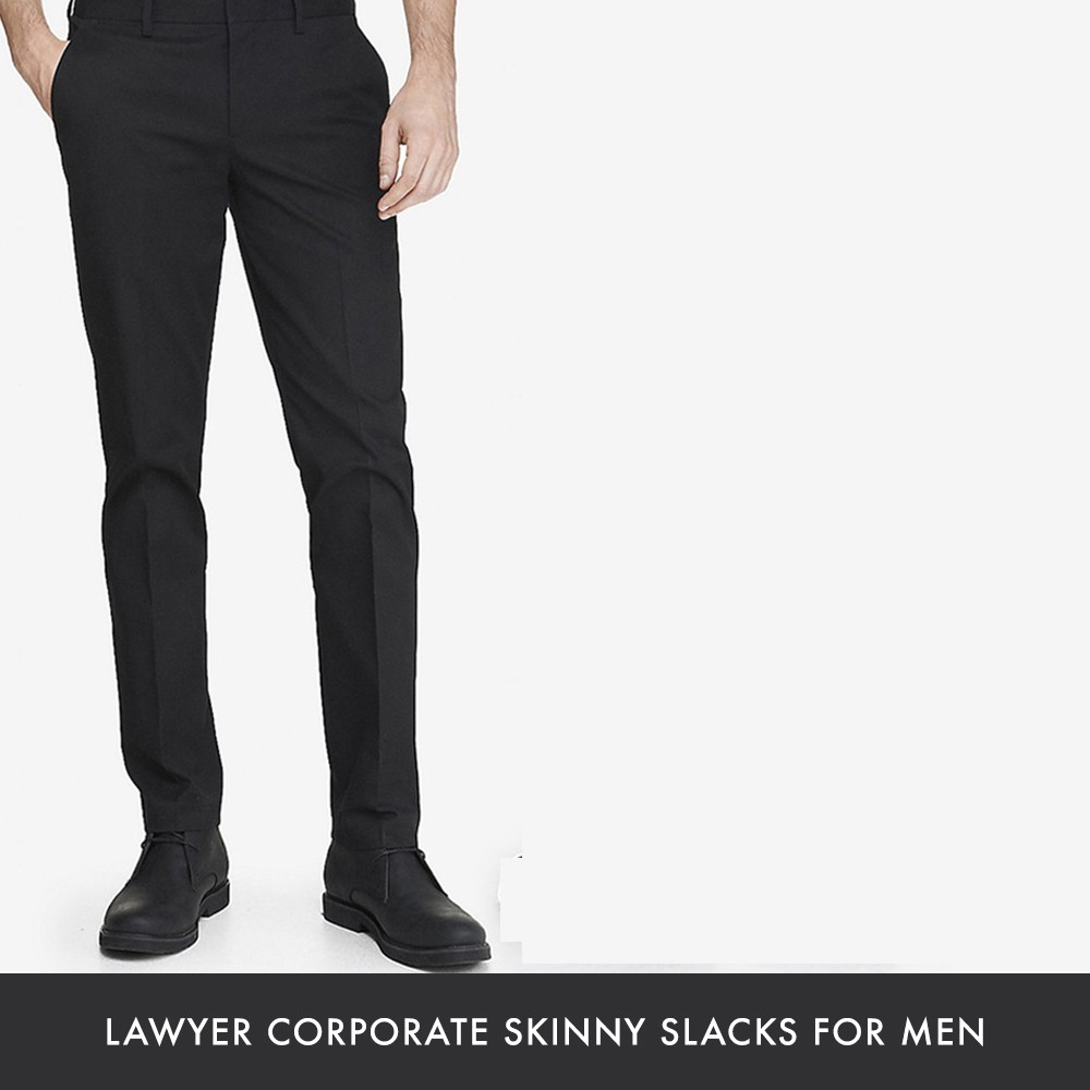 Lawyer Black Skinny Slacks For Men Shopee Philippines