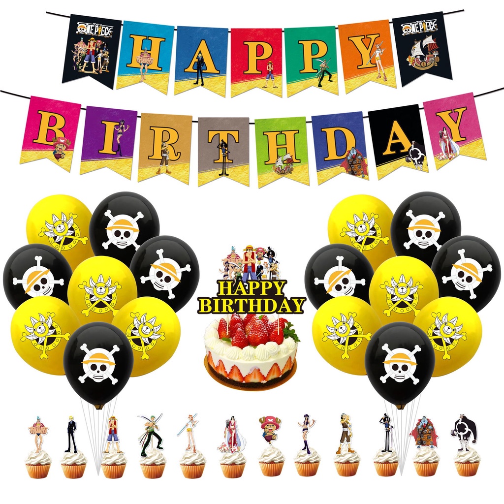 NEW Anime One Piece theme Party needs Decoration Luffy Balloons Cake ...