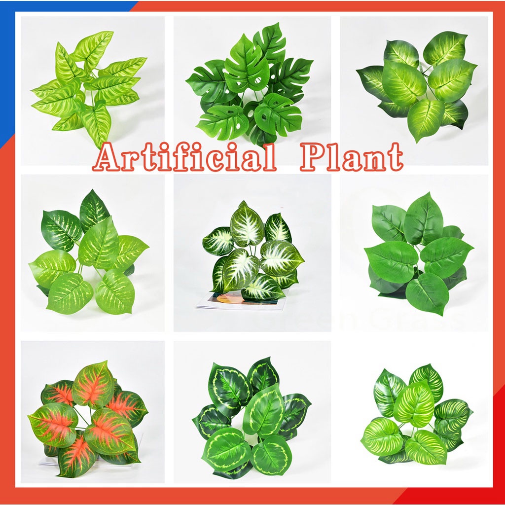 Artificial Leaves Fake Plants Green Fake Flowers Monstera Bouquet Home