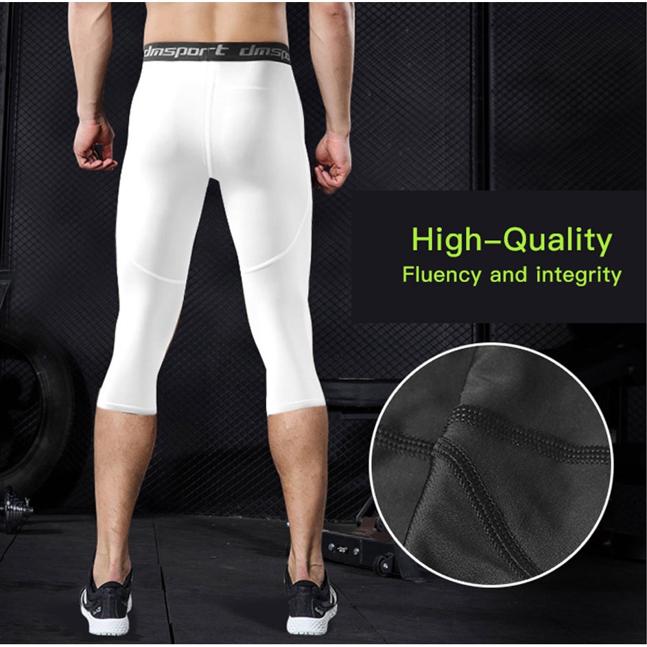 Men's Cropped Basketball Knee Sports Pants Tight Bumper Pants