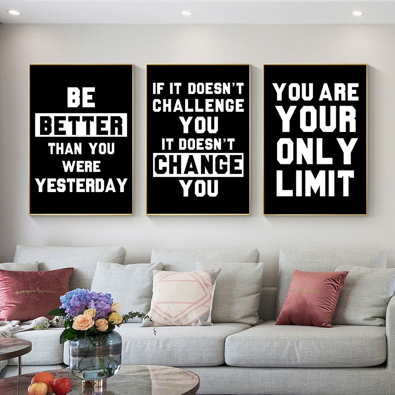 Nordic Black White Inspiring Quotes Canvas Art Painting Prints Wall ...