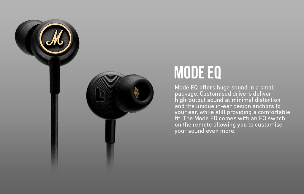 Marshall Mode EQ Earphones Wired 3.5mm Headphones In-Ear Earbuds with  Microphone