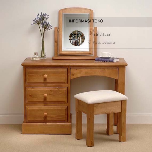 Kayu Teak Wood Minimalist Dressing Table Shopee Philippines