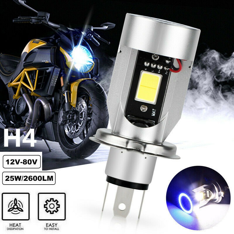 Motorcycle LED Headlight High/Low Beam with Angel Eyes DRL
