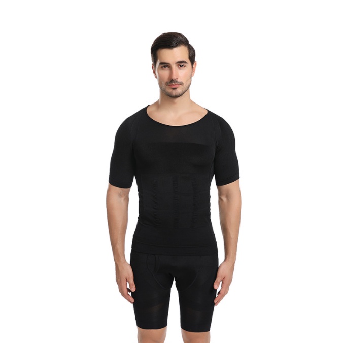 Mens Slimming T Shirt Bodysuit Shaper Compression Shirts Gynecomastia ...