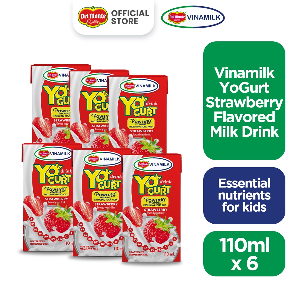 Del Monte Vinamilk Yogurt Strawberry Drinkable with Power 10 Nutrients