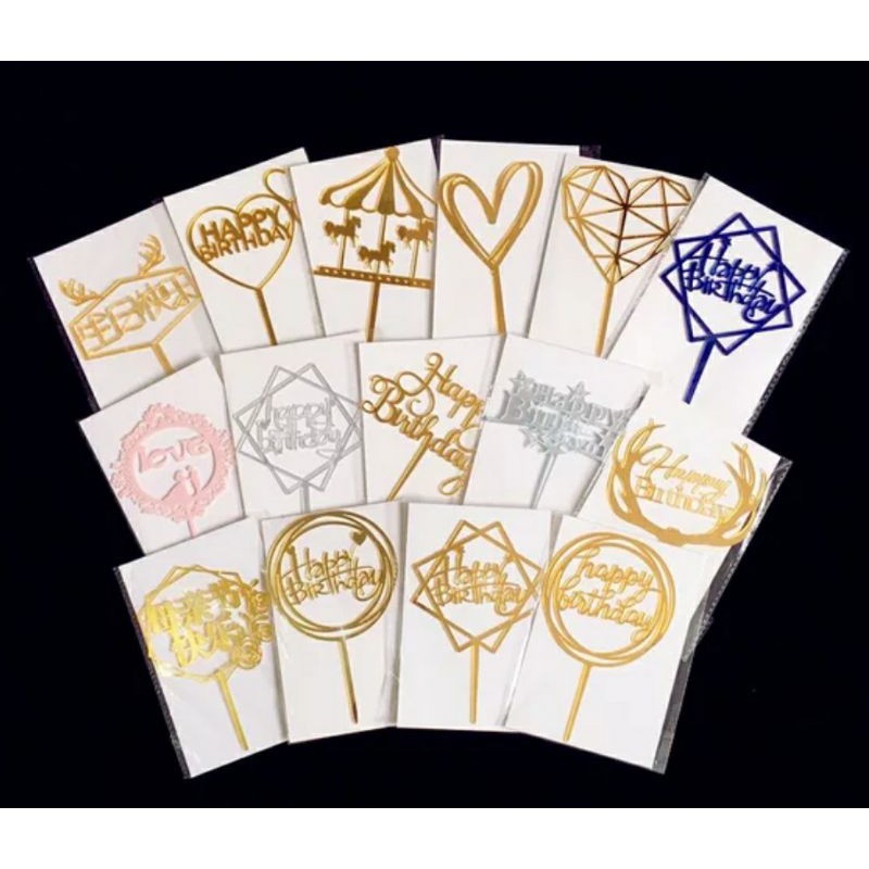 Cake Decoration Happy Birthday Acrylic Card Cake Topper Design | Shopee ...