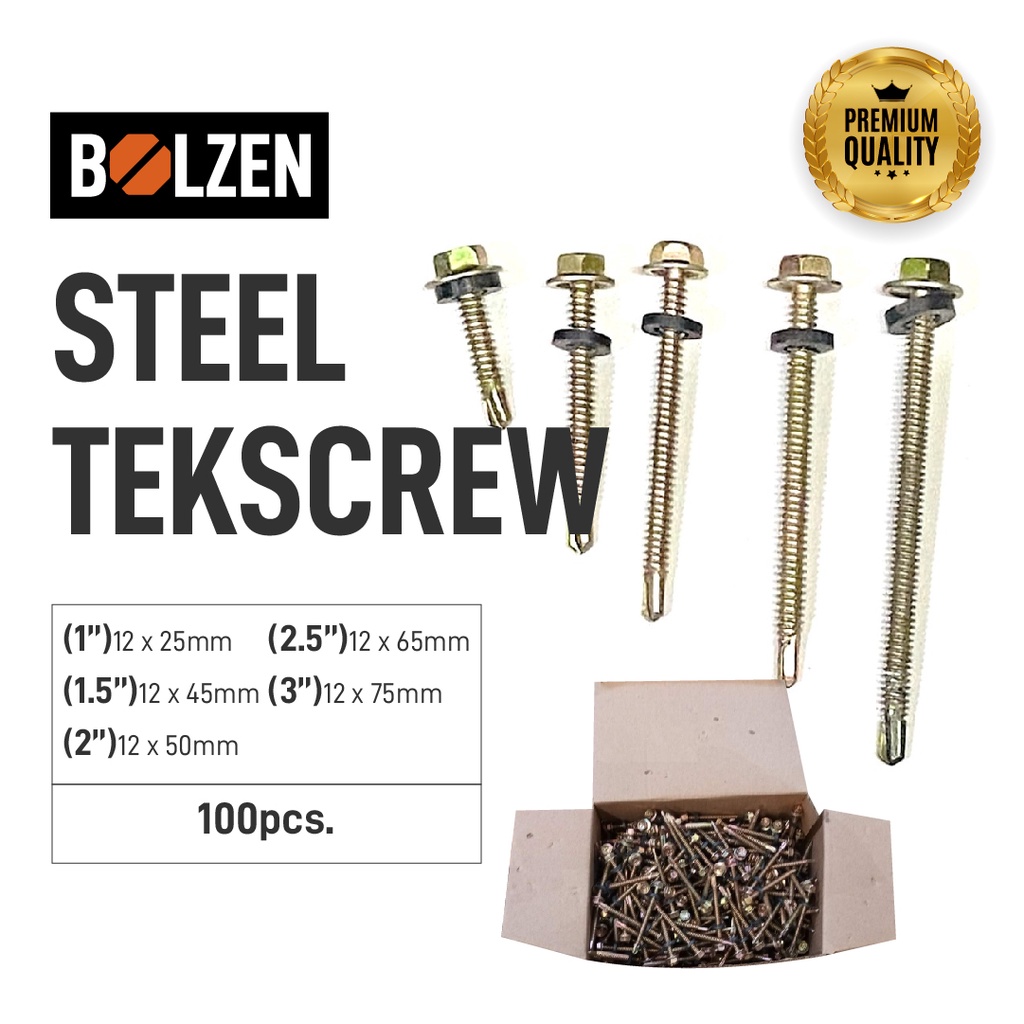 BOLZEN STEEL TEKSCREW 100PCS PER BOX | Shopee Philippines