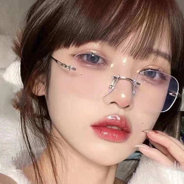 2021 Korean Eyeglasses Jennie Glasses Frameless Shades for Women Anti