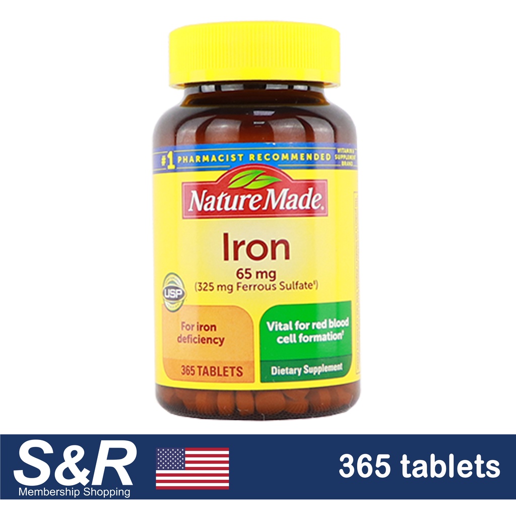 Nature Made 65mg Iron Dietary Supplement 365 tablets Shopee Philippines