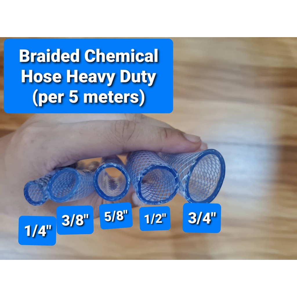 (Per 5 Meters) Braided Chemical Hose Heavy Duty 1/4" 3/8" 1/2" 5/8" 3/4