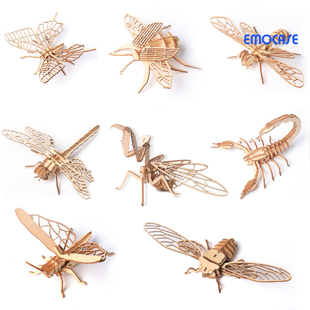 emocase 3D Wooden Butterfly Insect Model Puzzles DIY Assembly Crafts ...