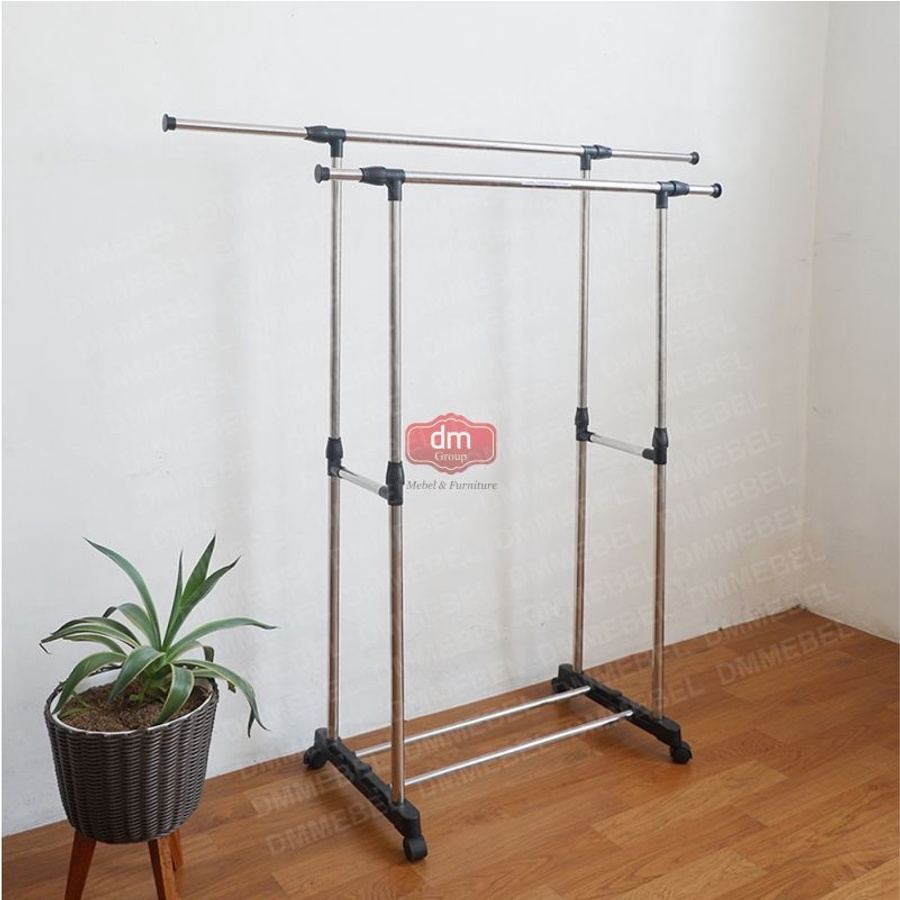 GANTUNGAN Double Pole Clothes Hanger Clothes Hanger Rack Stand